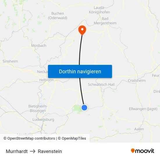 Murrhardt to Ravenstein map