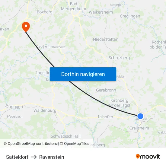 Satteldorf to Ravenstein map