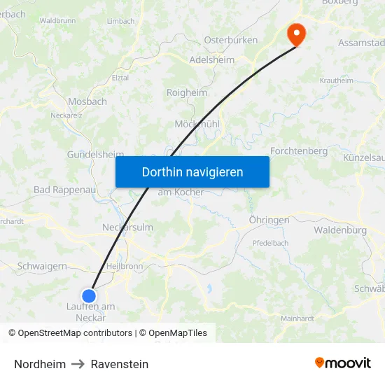 Nordheim to Ravenstein map