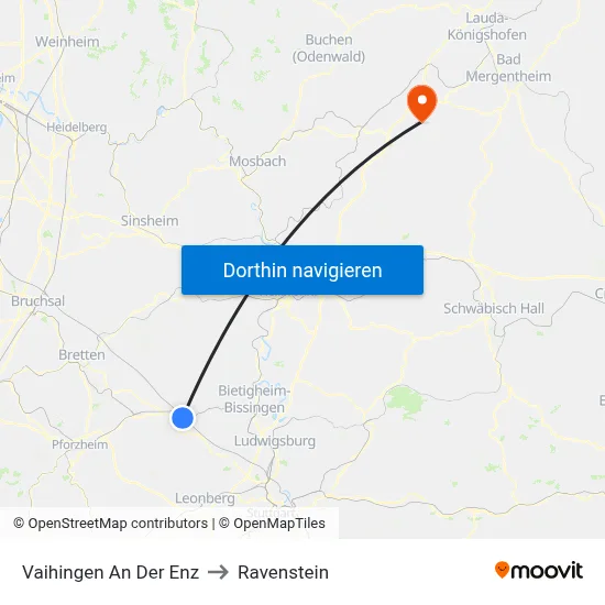 Vaihingen An Der Enz to Ravenstein map