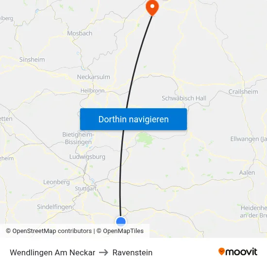 Wendlingen Am Neckar to Ravenstein map