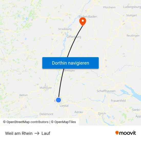 Weil am Rhein to Lauf map