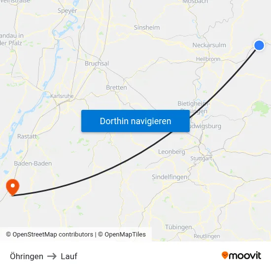 Öhringen to Lauf map