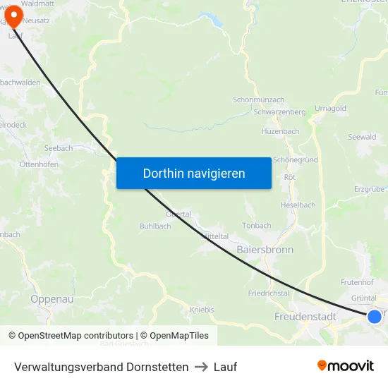 Verwaltungsverband Dornstetten to Lauf map
