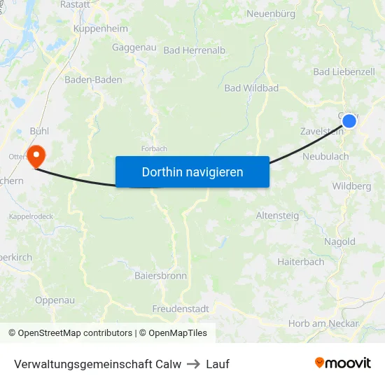 Verwaltungsgemeinschaft Calw to Lauf map