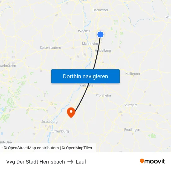 Vvg Der Stadt Hemsbach to Lauf map