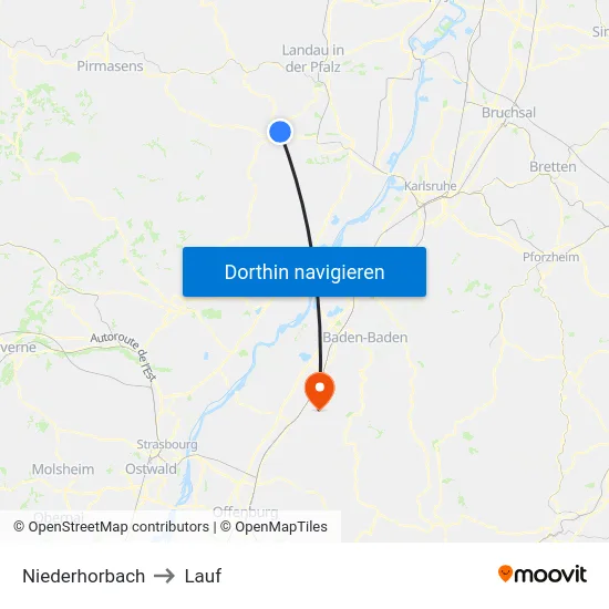 Niederhorbach to Lauf map