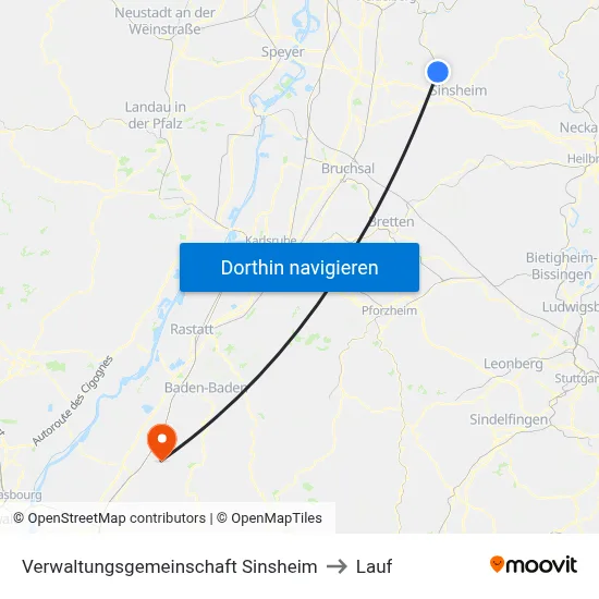 Verwaltungsgemeinschaft Sinsheim to Lauf map