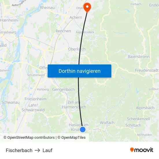 Fischerbach to Lauf map