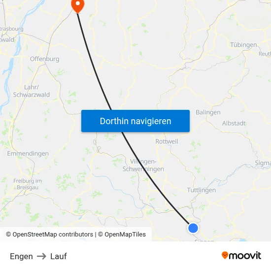Engen to Lauf map