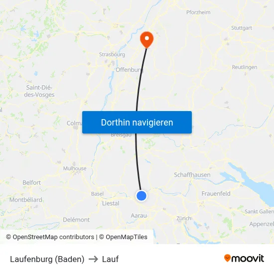 Laufenburg (Baden) to Lauf map