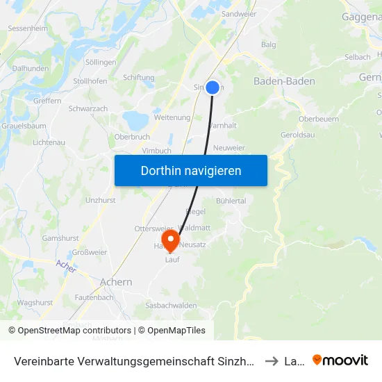 Vereinbarte Verwaltungsgemeinschaft Sinzheim to Lauf map