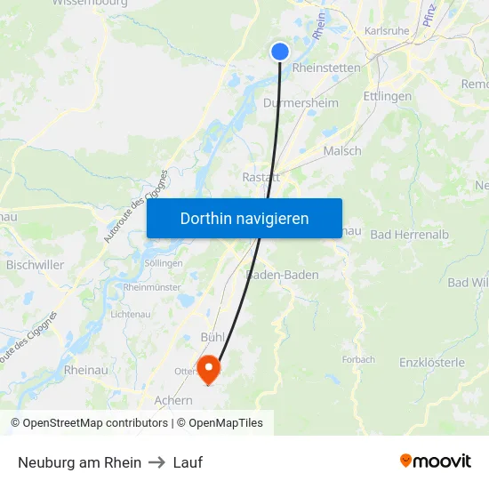 Neuburg am Rhein to Lauf map