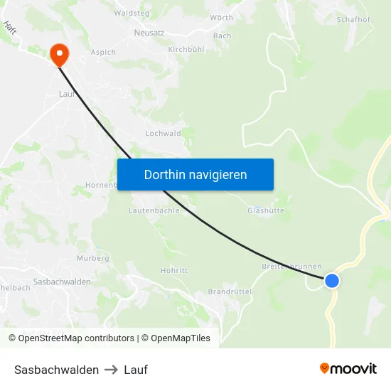 Sasbachwalden to Lauf map