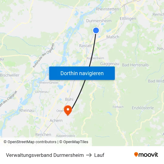 Verwaltungsverband Durmersheim to Lauf map