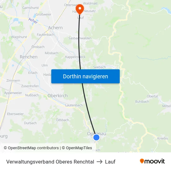Verwaltungsverband Oberes Renchtal to Lauf map