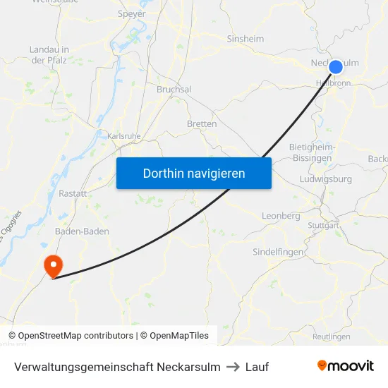 Verwaltungsgemeinschaft Neckarsulm to Lauf map