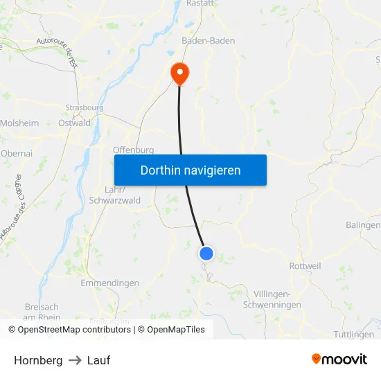 Hornberg to Lauf map
