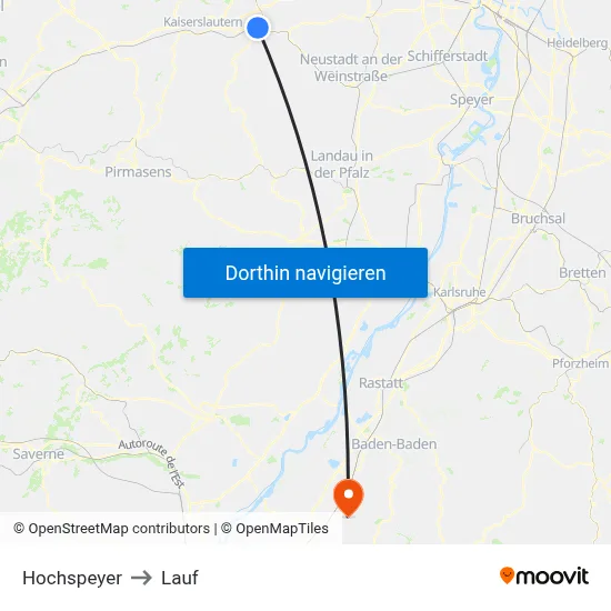 Hochspeyer to Lauf map