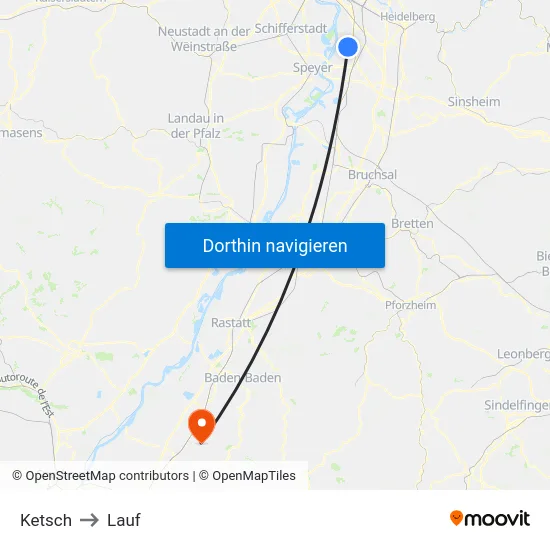 Ketsch to Lauf map