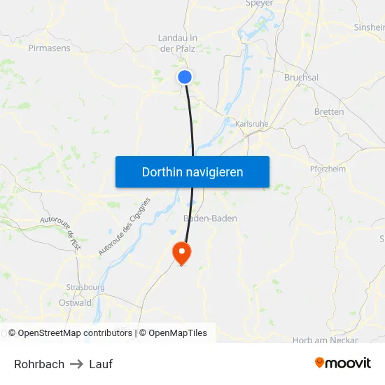 Rohrbach to Lauf map