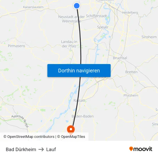 Bad Dürkheim to Lauf map