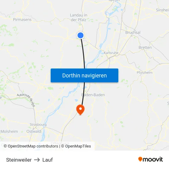 Steinweiler to Lauf map