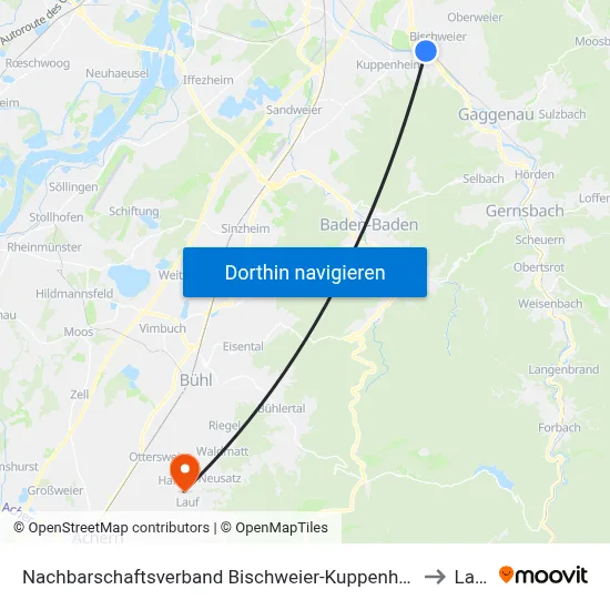 Nachbarschaftsverband Bischweier-Kuppenheim to Lauf map