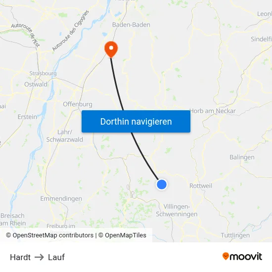 Hardt to Lauf map