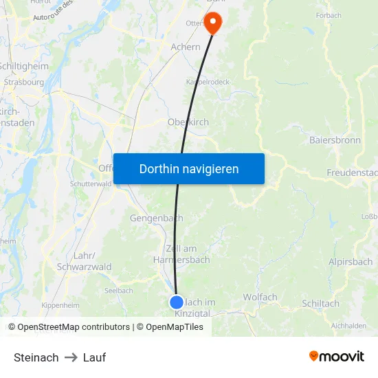 Steinach to Lauf map