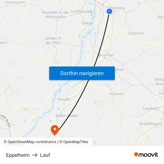 Eppelheim to Lauf map