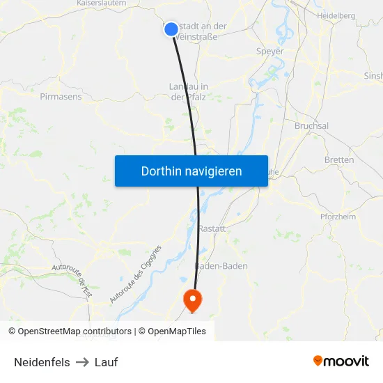 Neidenfels to Lauf map