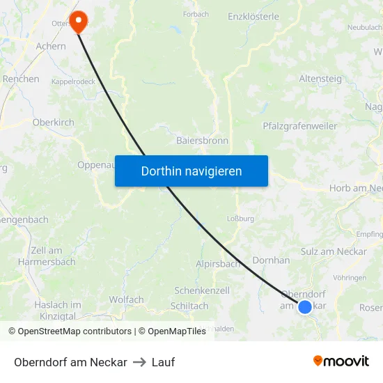 Oberndorf am Neckar to Lauf map