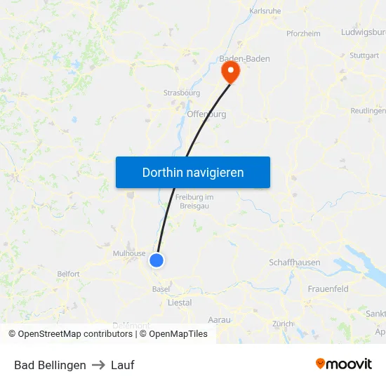 Bad Bellingen to Lauf map