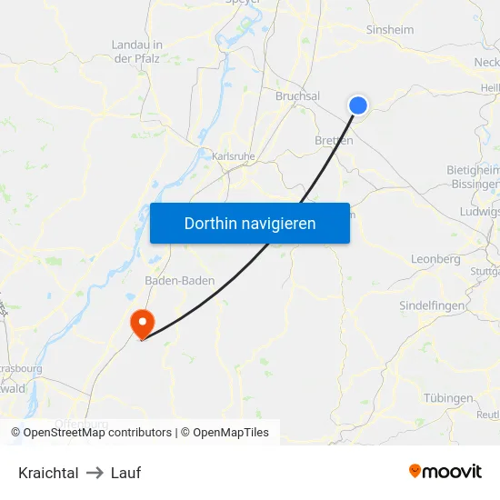 Kraichtal to Lauf map