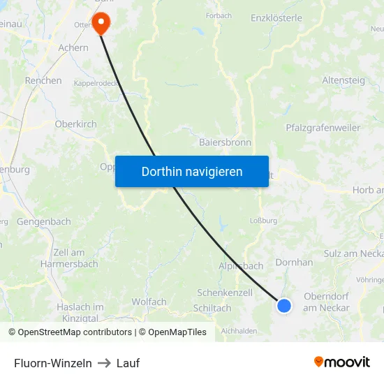Fluorn-Winzeln to Lauf map