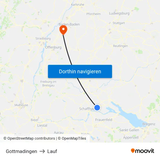 Gottmadingen to Lauf map