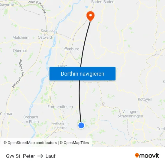 Gvv St. Peter to Lauf map
