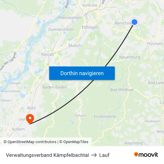 Verwaltungsverband Kämpfelbachtal to Lauf map