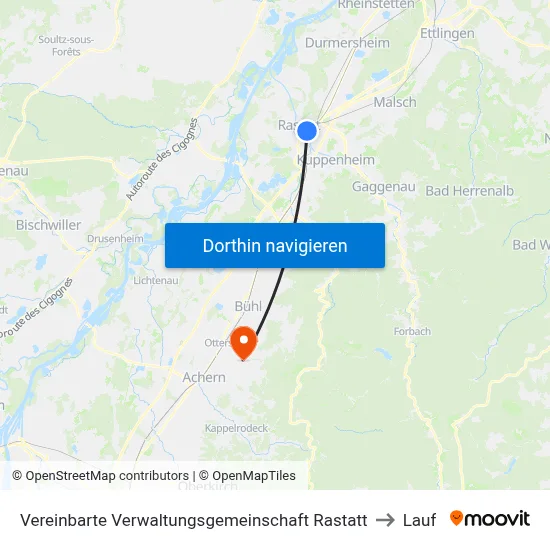 Vereinbarte Verwaltungsgemeinschaft Rastatt to Lauf map