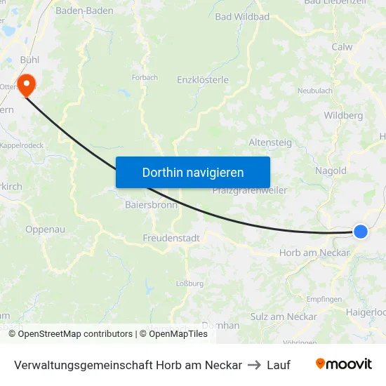 Verwaltungsgemeinschaft Horb am Neckar to Lauf map