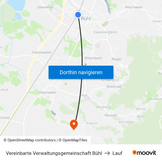 Vereinbarte Verwaltungsgemeinschaft Bühl to Lauf map