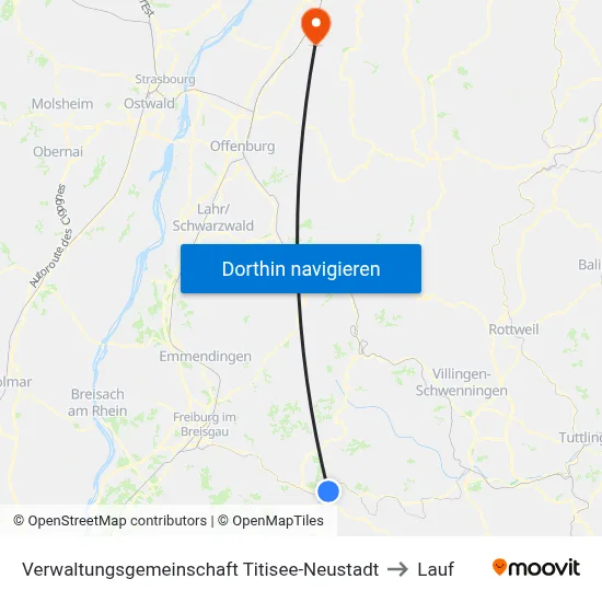 Verwaltungsgemeinschaft Titisee-Neustadt to Lauf map