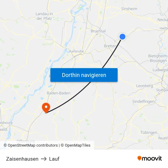 Zaisenhausen to Lauf map