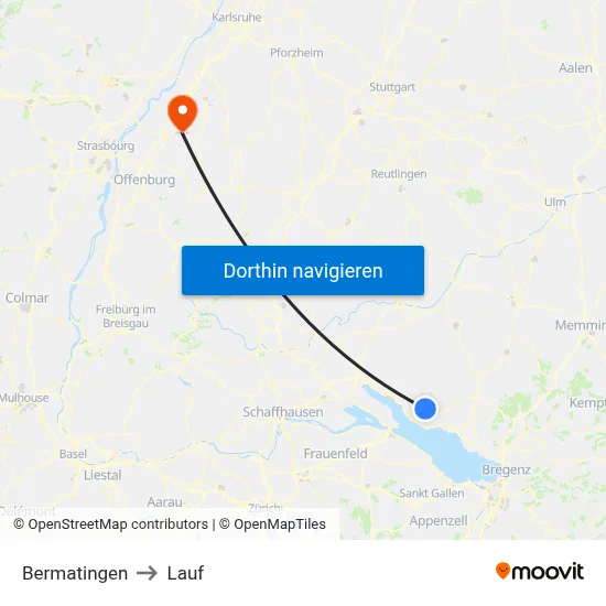 Bermatingen to Lauf map