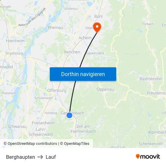 Berghaupten to Lauf map