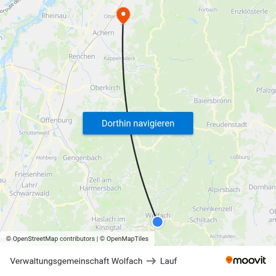 Verwaltungsgemeinschaft Wolfach to Lauf map