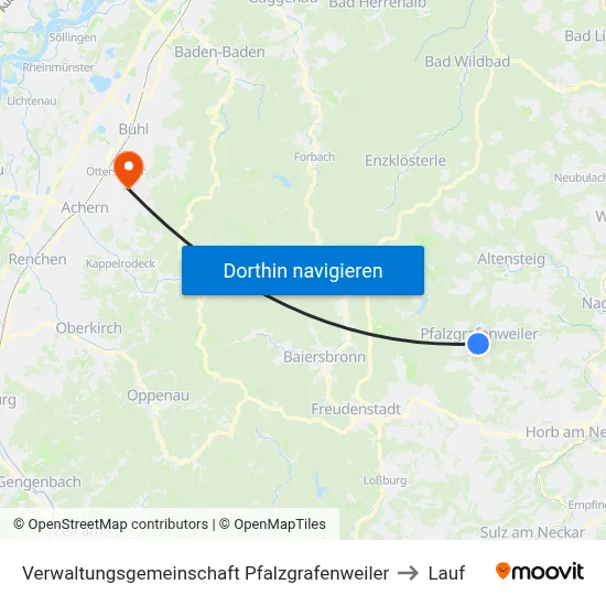 Verwaltungsgemeinschaft Pfalzgrafenweiler to Lauf map