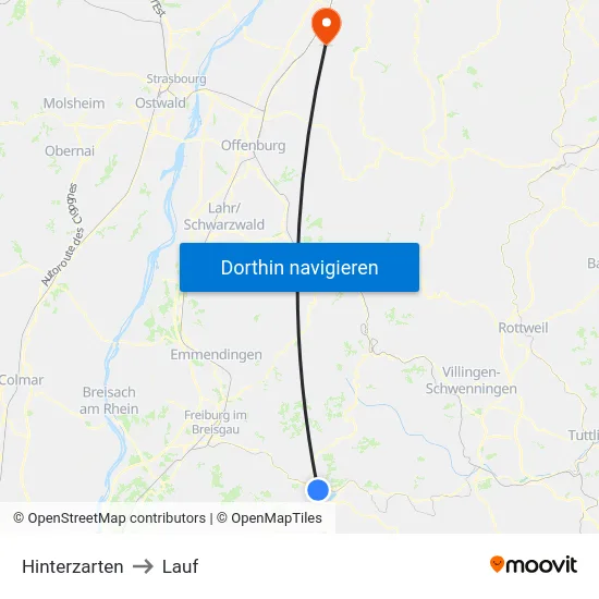 Hinterzarten to Lauf map