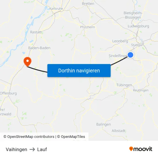 Vaihingen to Lauf map